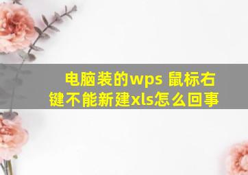 电脑装的wps 鼠标右键不能新建xls怎么回事